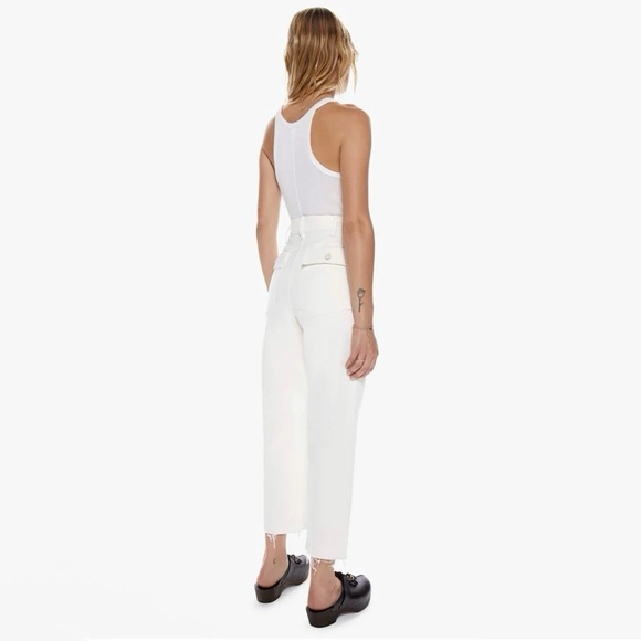 Mother Patch Pocket Private Ankle Fray Crop Jean Cream Puffs Off White 30 - Picture 2 of 16
